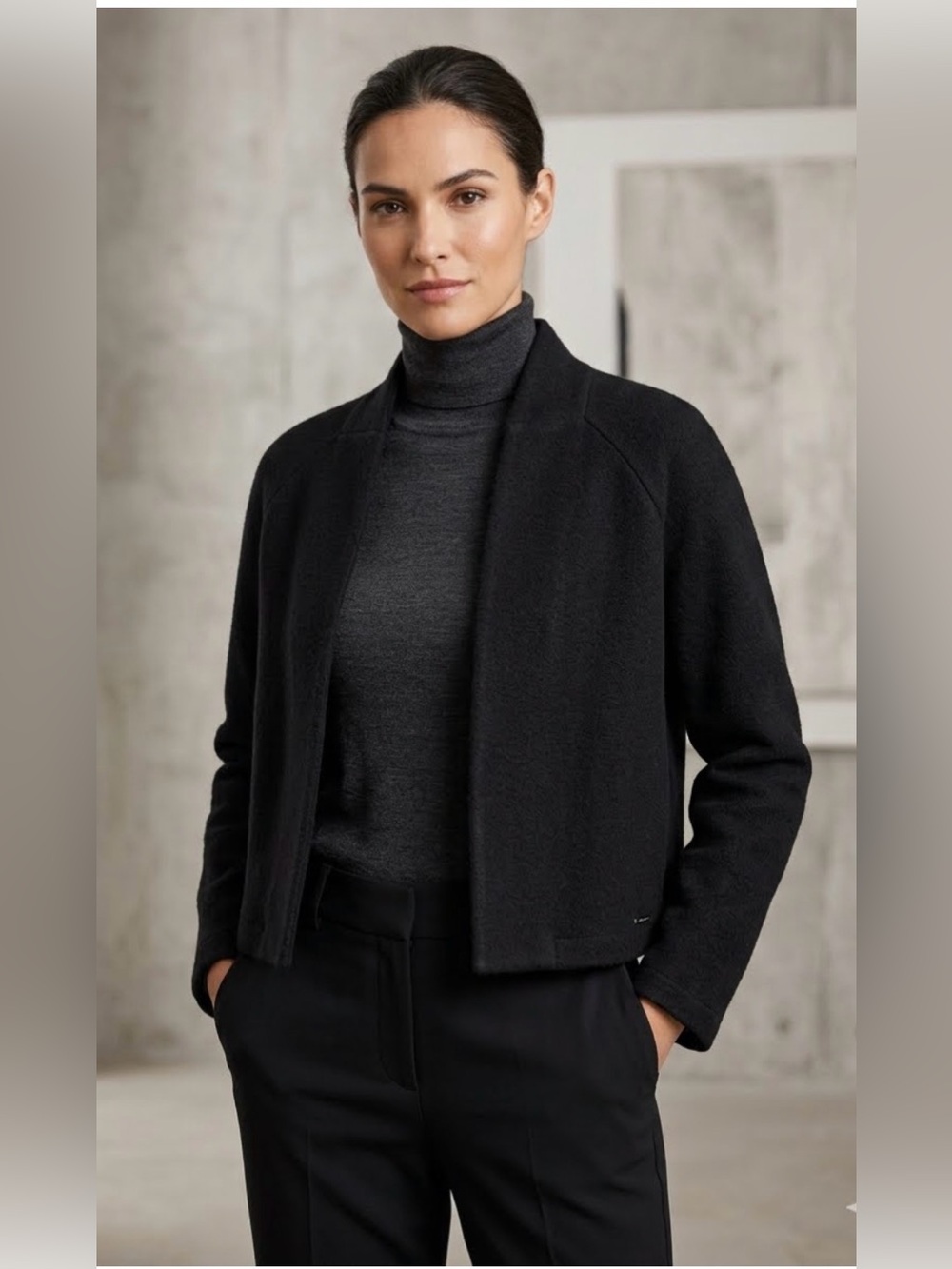 Classiques Entier Black Open-Front Cowl Sweater Jacket